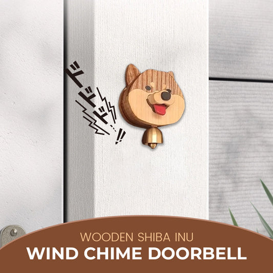 Wooden Shiba Inu Wind Chime Doorbell