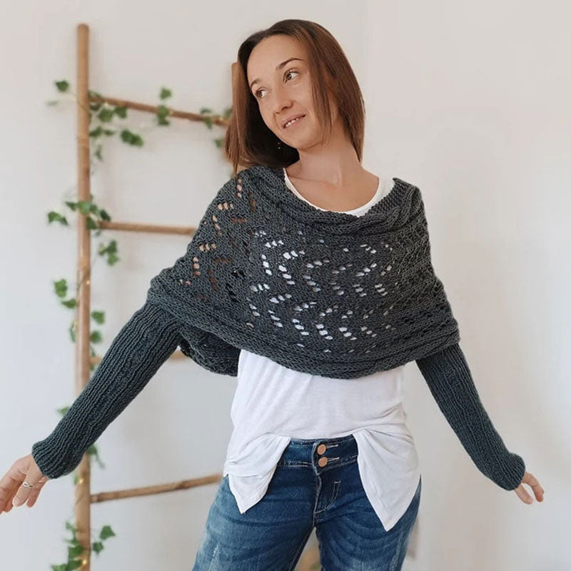 Openwork Knitted Long Shawl