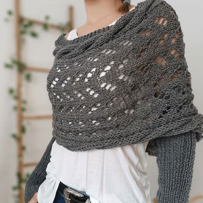 Openwork Knitted Long Shawl