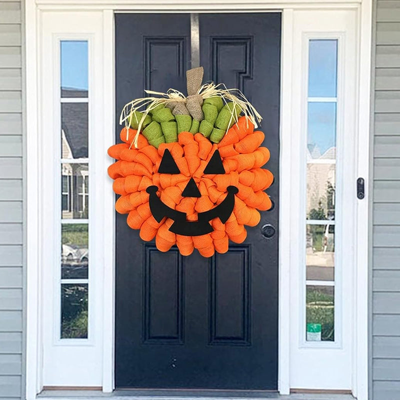 Halloween Pumpkin Burlap Wreath