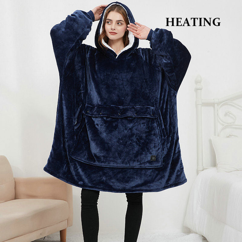 Usb Electric Heating Function Home Blanket Hooded Sweater Blanket