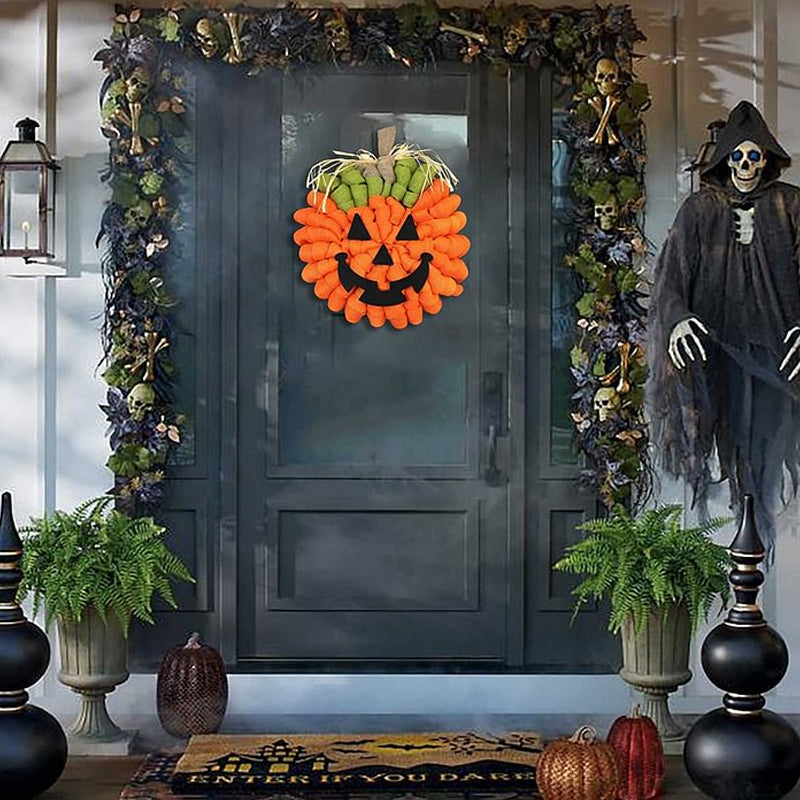 Halloween Pumpkin Burlap Wreath