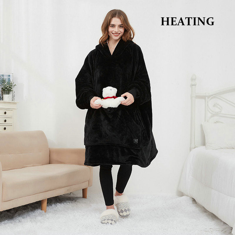 Usb Electric Heating Function Home Blanket Hooded Sweater Blanket