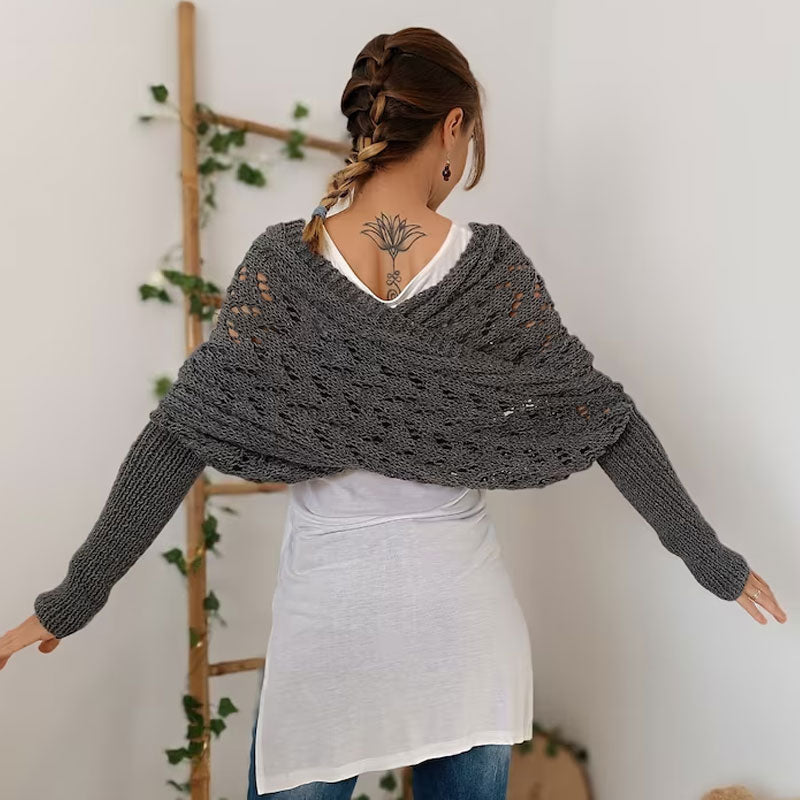 Openwork Knitted Long Shawl