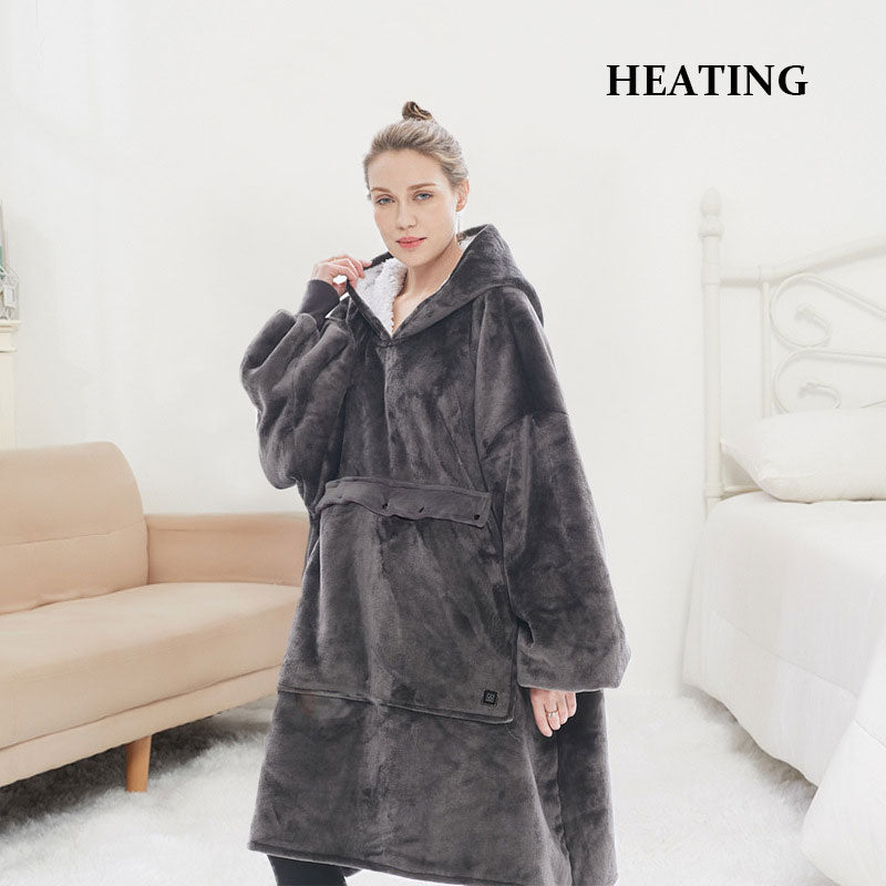 Usb Electric Heating Function Home Blanket Hooded Sweater Blanket