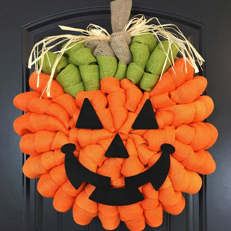 Halloween Pumpkin Burlap Wreath